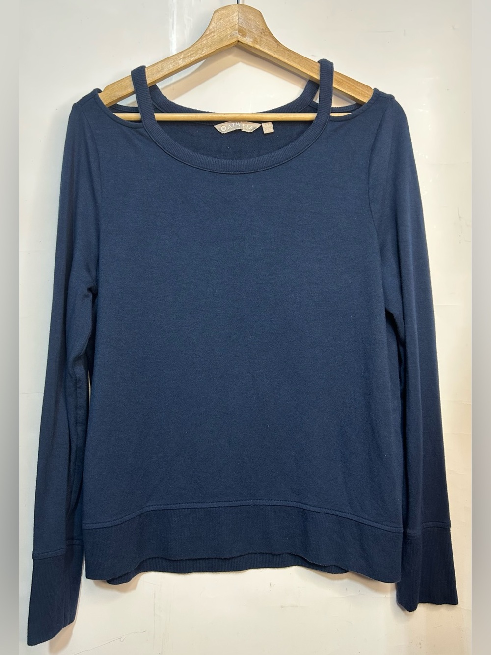 Athleta Navy Cold Shoulder Sweatshirt Medium